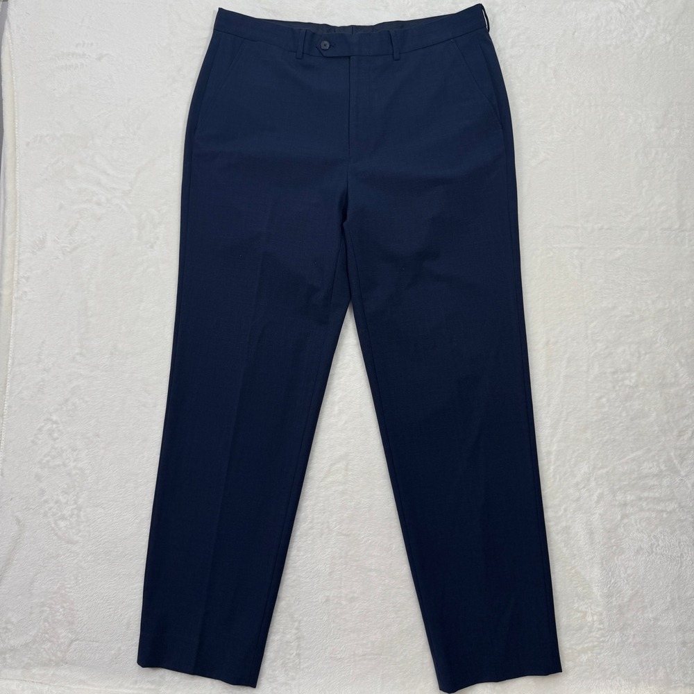 Nautica Dress‎ Pants Mens 36x32 Navy Blue Glen Plaid Active Stretch Trousers